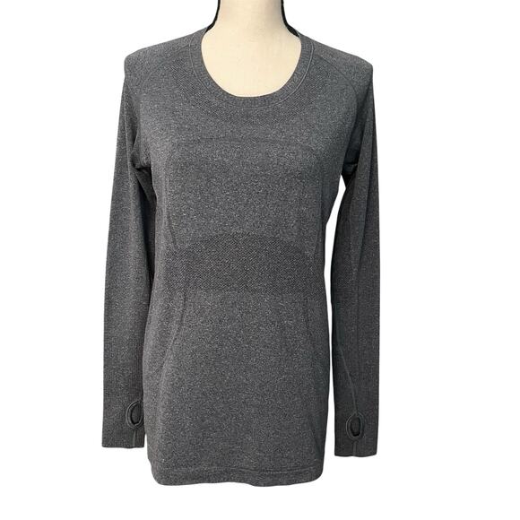 Lululemon Swiftly Tech Long Sleeve Crew Size 10 Gray Thumbholes Running Women’s - Picture 1 of 7